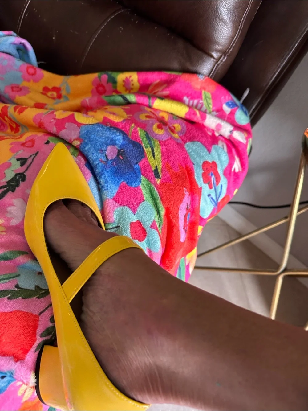Yellow Pointed Mary Jane Heels with Buckle Strap - Picture 4 of 5